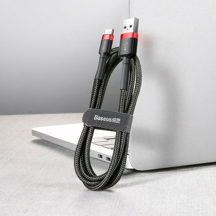 Дата-кабель BASEUS Kevlar Series Type-C 3A (1м) - Black / Red: фото 7 з 15