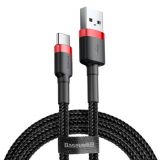 Дата-кабель BASEUS Kevlar Series Type-C 3A (1м) - Black / Red (895141BR)