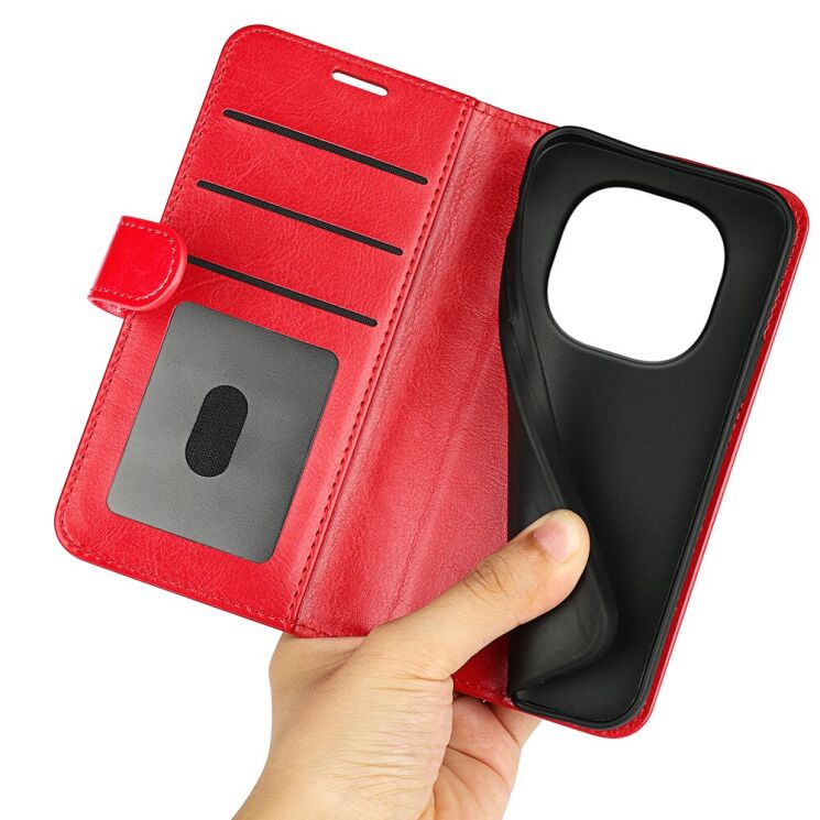 Классический чехол-книжка Deexe Wallet Style для Xiaomi Redmi Note 15 - Red: фото 6 из 6