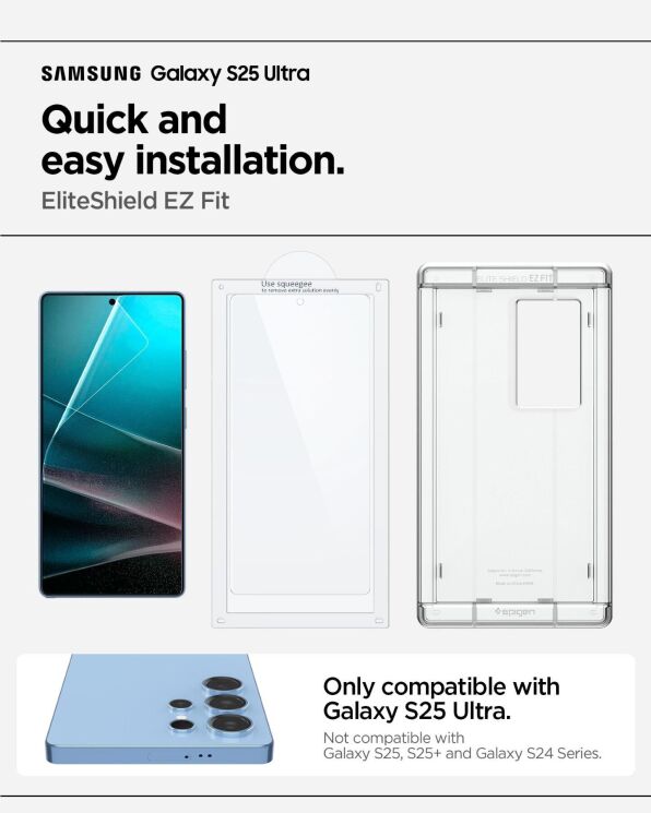 Защитная пленка Spigen (SGP) Elite Shield EZ Fit для Samsung Galaxy S25 Ultra (S938) AFL09083: фото 11 из 11