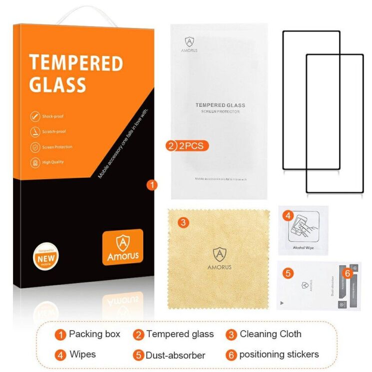 Комплект защитных стекол AMORUS Full Glue для Samsung Galaxy S26 Ultra - Black: фото 8 из 9