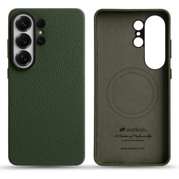 Кожаный чехол MELKCO Leather Case Magnetic для Samsung Galaxy S26 Ultra (S948) - Green: фото 1 из 4