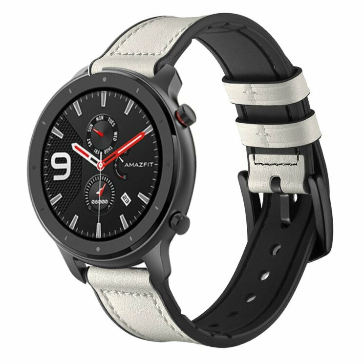 Кожаный ремешок Deexe Classic для Xiaomi Amazfit Watch GTR 47mm - White: фото 1 из 7