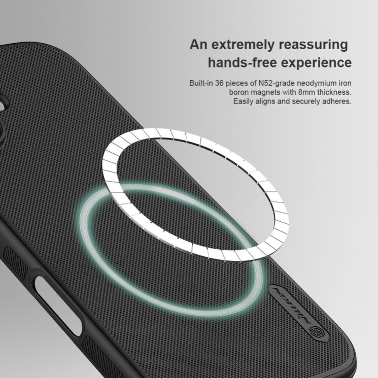 Пластиковый чехол NILLKIN Frosted Shield Pro Magnetic для Apple iPhone 16 - Black: фото 8 из 12