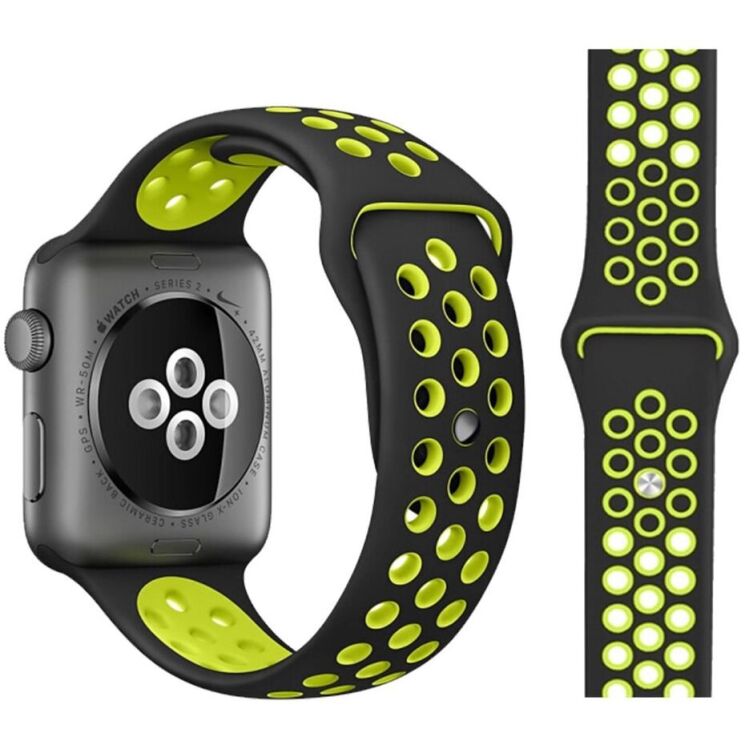 Ремешок Deexe Dual Color для Apple Watch 42 (Series 10) / 41 / 40 / SE 40 / 38 - Black / Fluorescein: фото 1 из 1
