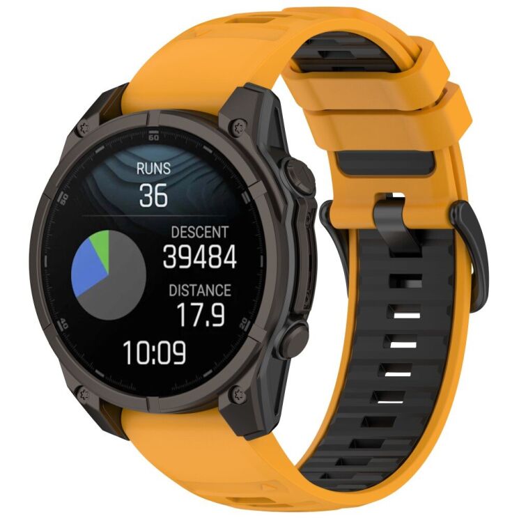 Ремешок Deexe Dual Color для часов с шириной крепления 22мм - Orange / Black: фото 4 из 4