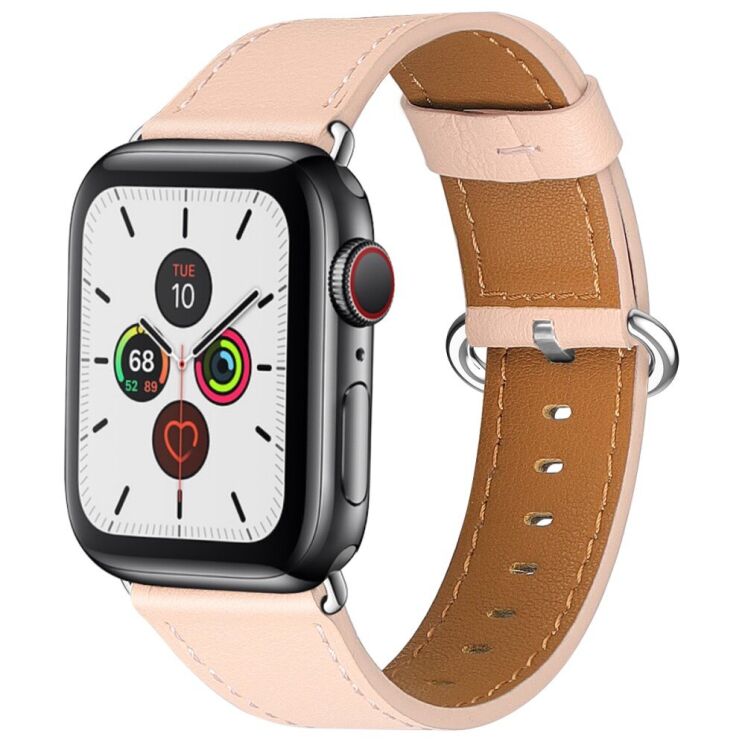 Ремешок Deexe Elegant Leather Strap для Apple Watch 46 / 45 / 44 / SE 44 / 42 (Series 1-3) / Ultra / Ultra 2 - Pink: фото 2 из 7