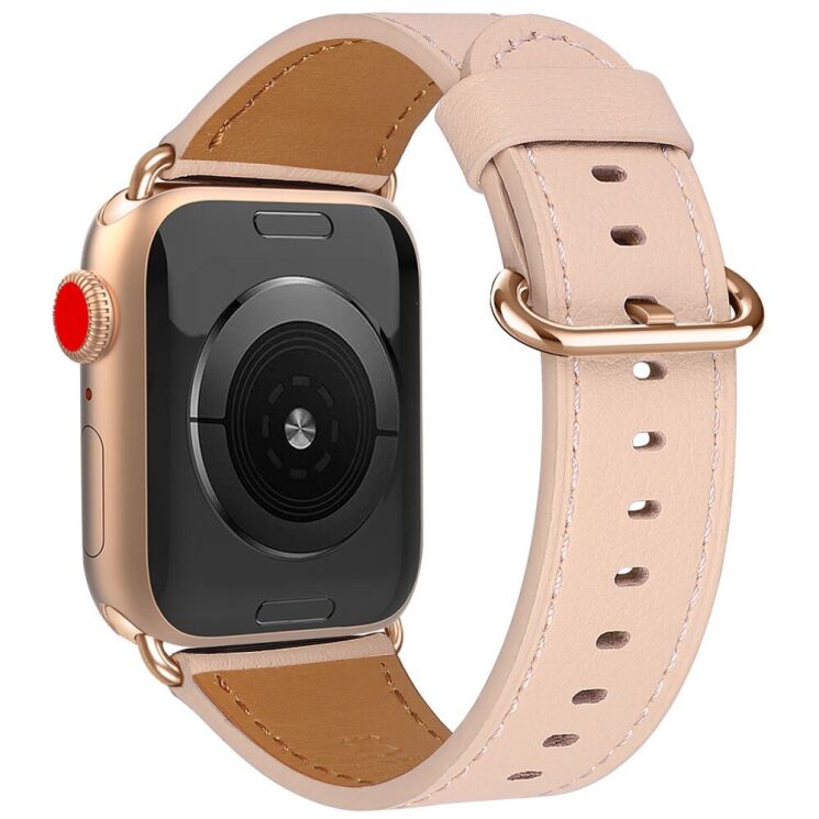 Ремешок Deexe Elegant Leather Strap для Apple Watch 46 / 45 / 44 / SE 44 / 42 (Series 1-3) / Ultra / Ultra 2 - Pink: фото 1 из 7