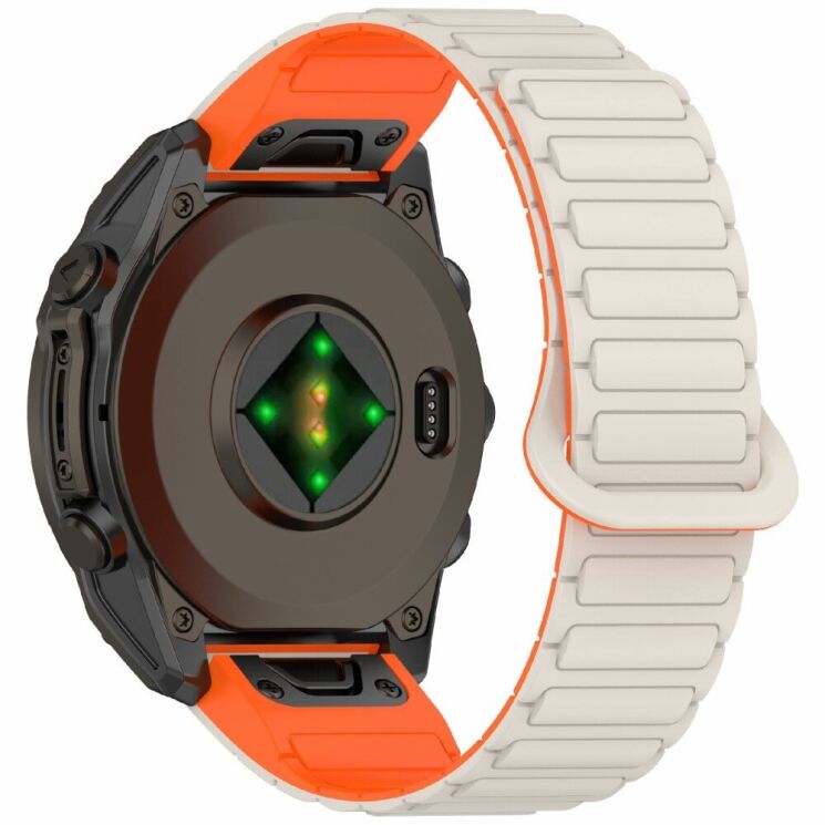 Ремешок Deexe Flexible Fit для часов Garmin c креплением Quick Fit 22mm - Starlight / Orange: фото 1 из 8