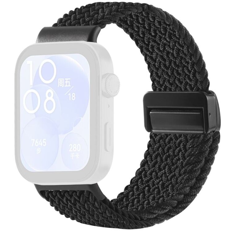 Ремешок Deexe Knitted Strap для Huawei Watch Fit 3 / Fit 4 / Fit 4 Pro - Black: фото 1 из 7