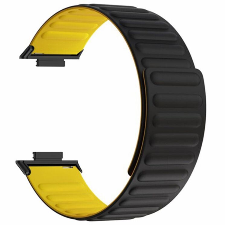 Ремешок Deexe Magnetic Band для Huawei Watch Fit 3 - Black / Yellow: фото 1 из 3
