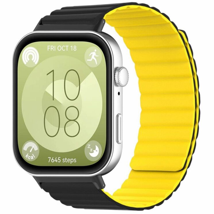 Ремешок Deexe Magnetic Band для Huawei Watch Fit 3 - Black / Yellow: фото 2 из 3