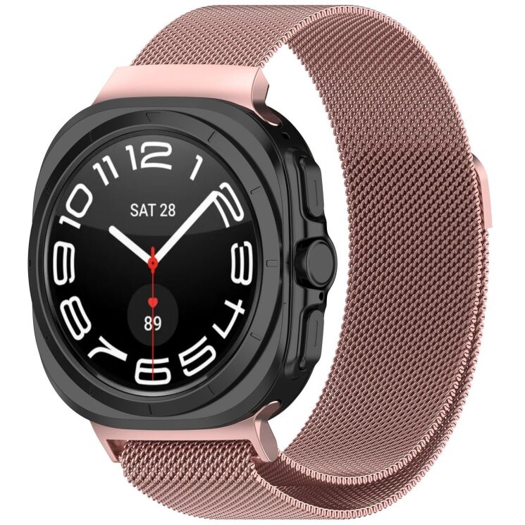 Ремешок Deexe Milanese Loop для Samsung Galaxy Watch Ultra (2025) - Rose Pink: фото 2 из 3