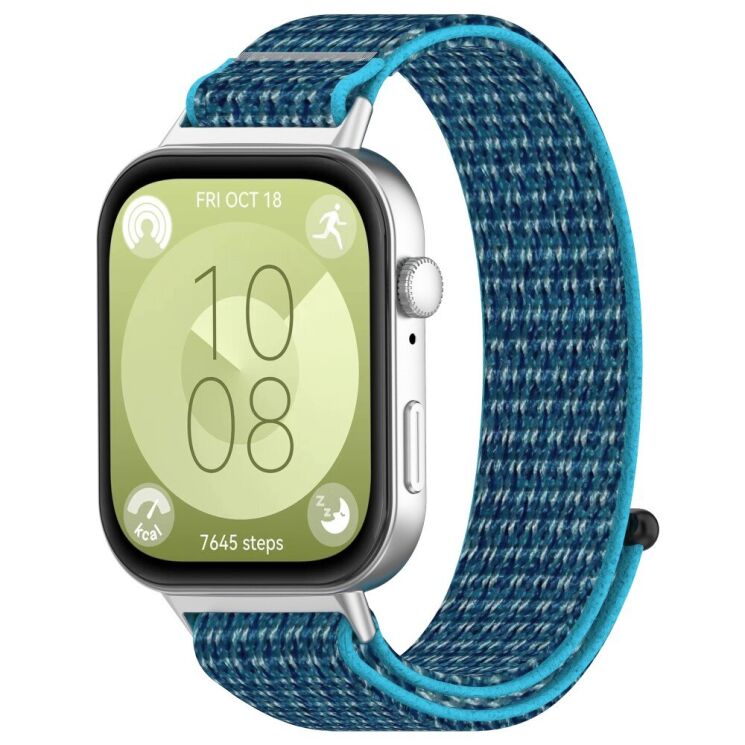 Ремінець Deexe Nylon Loop для Huawei Watch Fit 3 - Sea Blue: фото 3 з 7
