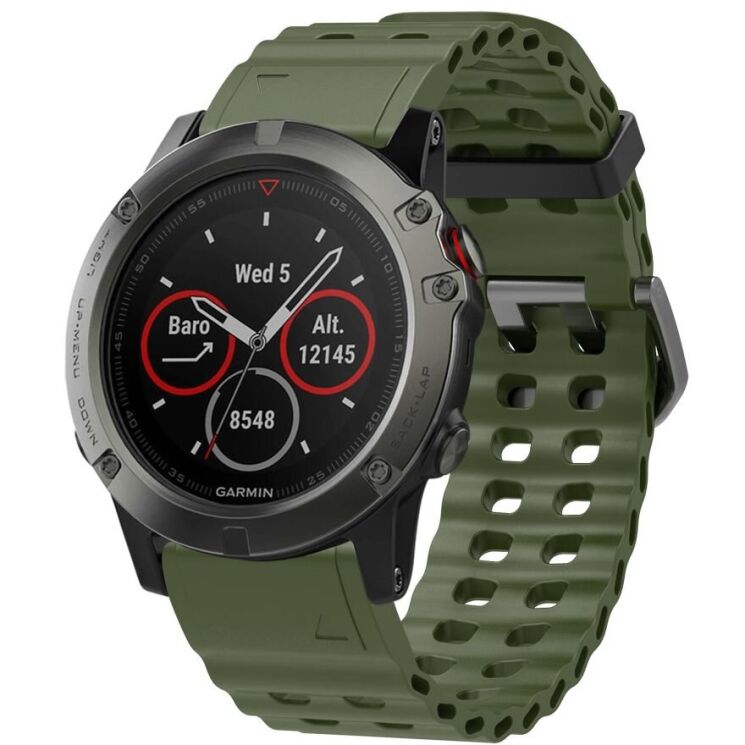 Ремешок Deexe Ocean Strap для часов Garmin c креплением QuickFit 22mm - Blackish Green: фото 4 из 6