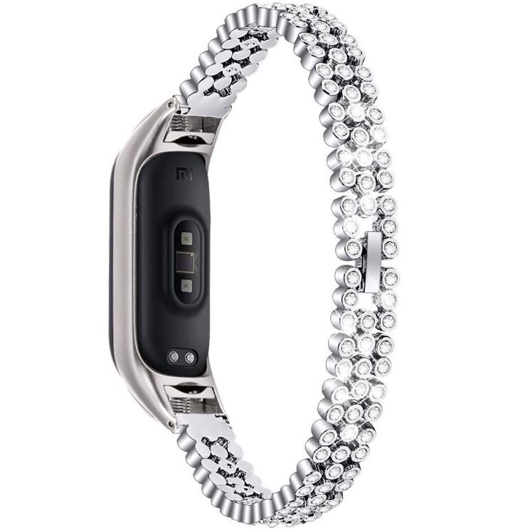 Ремешок Deexe Rhinestone для Xiaomi Mi Smart Band 8 / 9 - Silver: фото 1 из 6