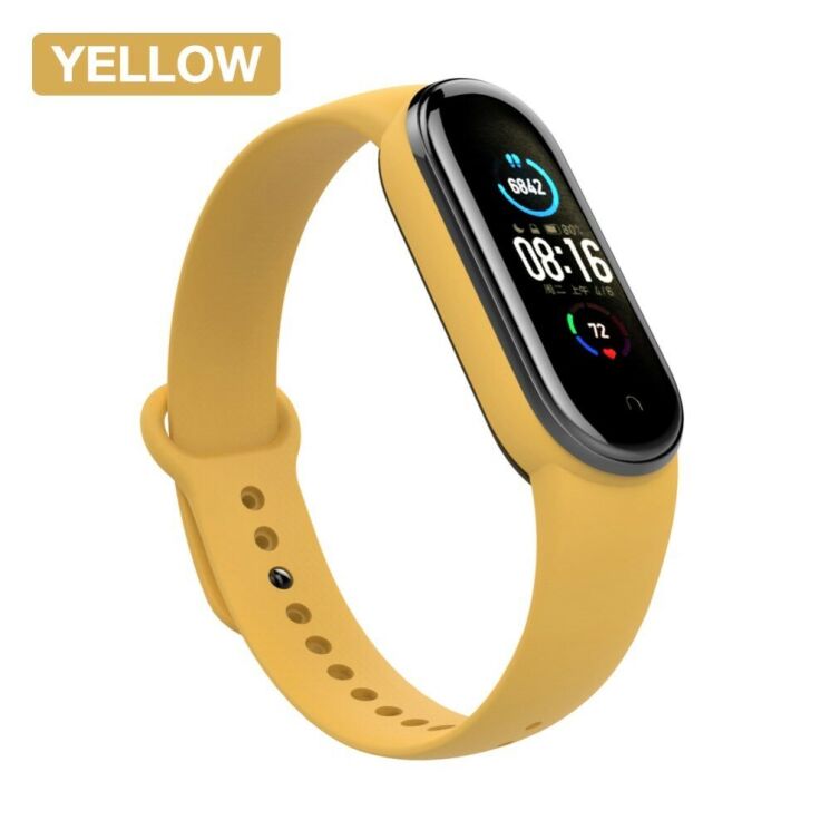 Ремешок Deexe Silicone Wrist для Xiaomi Mi Band 5 / Mi Band 6 / Mi Band 7 - Yellow: фото 1 из 11