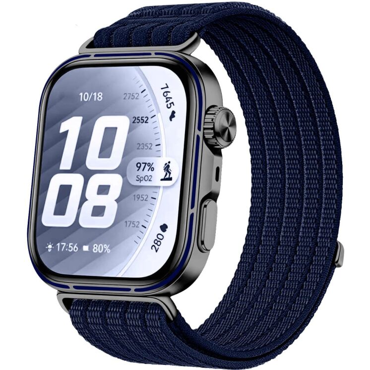 Ремешок Deexe Soft Weave для Huawei Watch Fit 4 Pro / Fit 4 / Fit 3 - Navy Blue: фото 2 из 5
