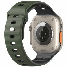 Ремінець Deexe Sport Design для Apple Watch 46 / 45 / 44 / SE 44 / 42 (Series 1-3) / Ultra / Ultra 2 / Ultra 3 - Army Green / Black: фото 1 з 9