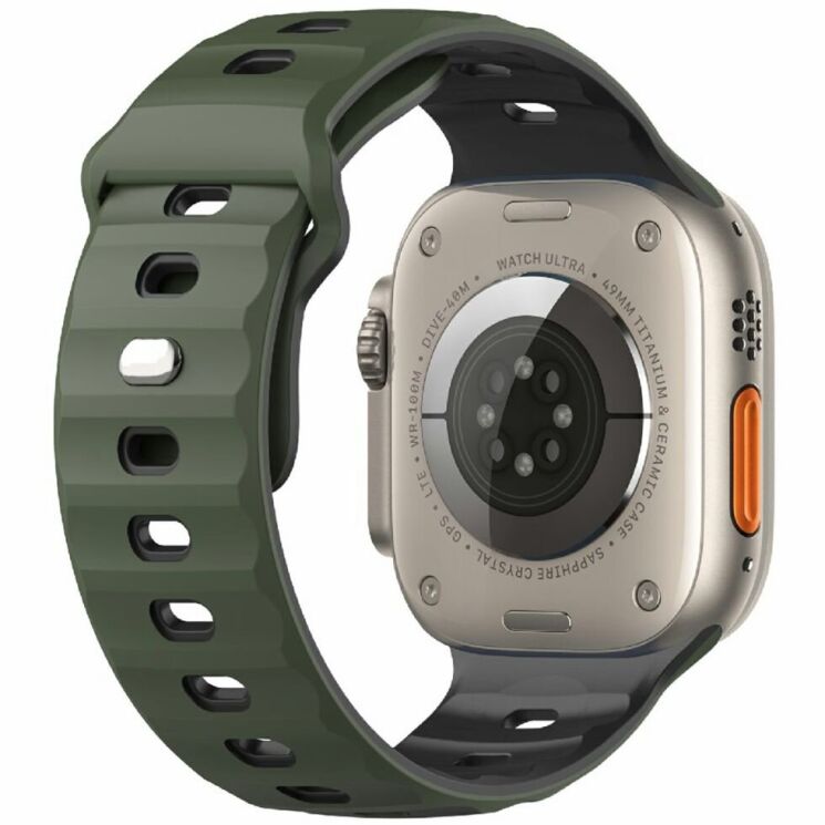 Ремінець Deexe Sport Design для Apple Watch 46 / 45 / 44 / SE 44 / 42 (Series 1-3) / Ultra / Ultra 2 / Ultra 3 - Army Green / Black (371807GB) Ремінець Deexe Sport Design для Apple Watch 46 / 45 / 44 / SE 44 / 42 (Series 1-3) / Ultra / Ultra 2 / Ultra 3 - Army Green / Black: фото 1 з 9