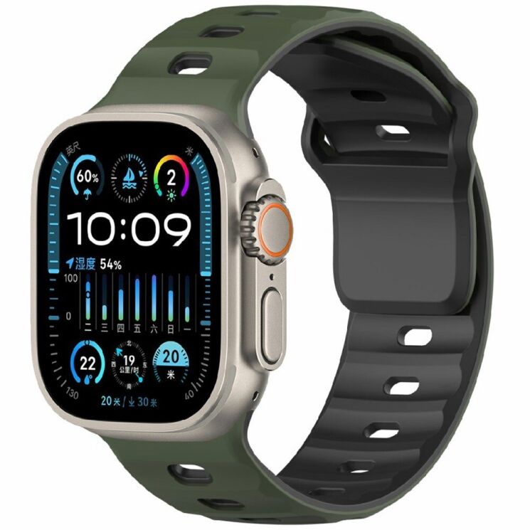 Ремінець Deexe Sport Design для Apple Watch 46 / 45 / 44 / SE 44 / 42 (Series 1-3) / Ultra / Ultra 2 / Ultra 3 - Army Green / Black (371807GB) Ремінець Deexe Sport Design для Apple Watch 46 / 45 / 44 / SE 44 / 42 (Series 1-3) / Ultra / Ultra 2 / Ultra 3 - Army Green / Black: фото 2 з 9
