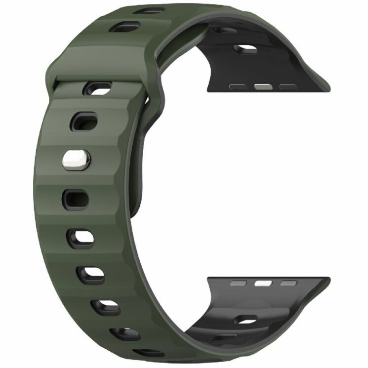 Ремінець Deexe Sport Design для Apple Watch 46 / 45 / 44 / SE 44 / 42 (Series 1-3) / Ultra / Ultra 2 / Ultra 3 - Army Green / Black (371807GB) Ремінець Deexe Sport Design для Apple Watch 46 / 45 / 44 / SE 44 / 42 (Series 1-3) / Ultra / Ultra 2 / Ultra 3 - Army Green / Black: фото 4 з 9
