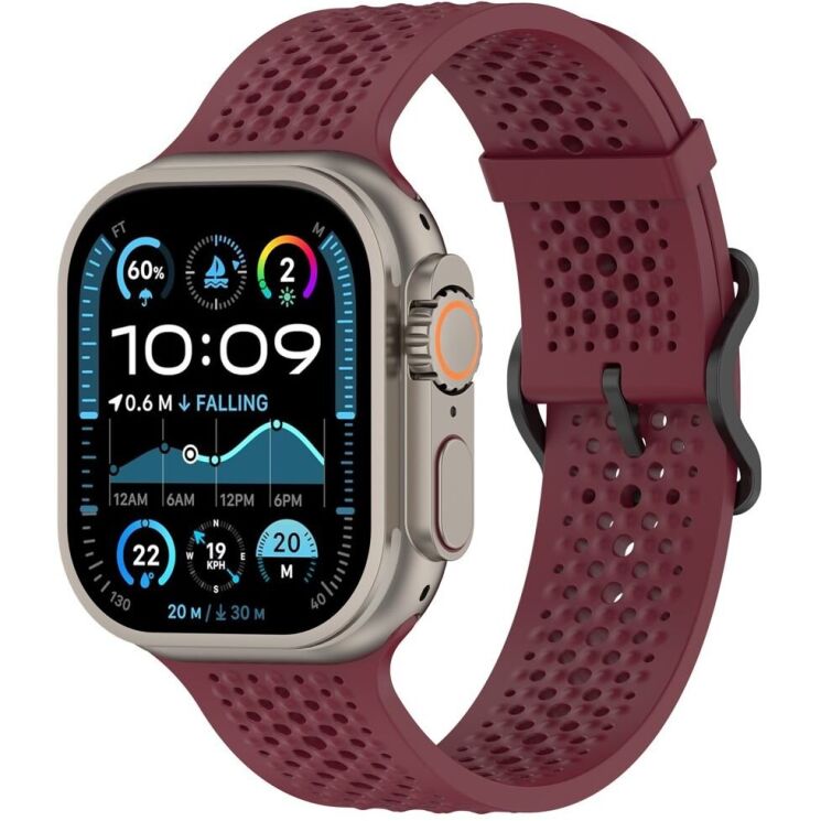 Ремінець Reframe Holes Fit для Apple Watch 49 / 46 / 45 / 44 / SE 44 / 42 (Series 1-3) / Ultra / Ultra 2 - Wine Red: фото 4 з 7