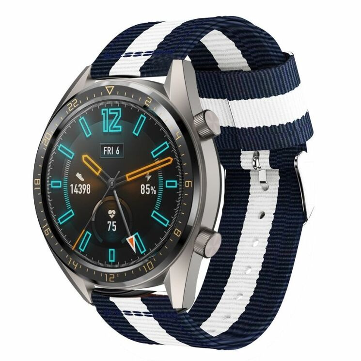 Ремешок UniCase Nylon для Huawei Watch GT 2e - Dark Blue/White: фото 1 из 5
