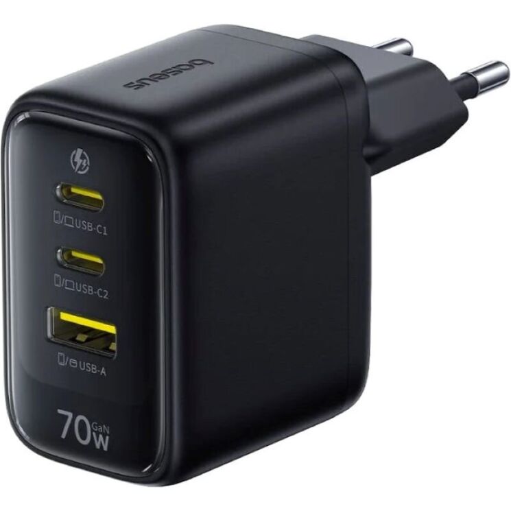 Сетевое зарядное устройство Baseus EnerFill FE22 70W (2Type-C + USB) E0123500 - Black: фото 2 из 18
