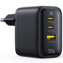 Сетевое зарядное устройство Baseus EnerFill FE22 70W (2Type-C + USB) E0123500 - Black: фото 1 из 18