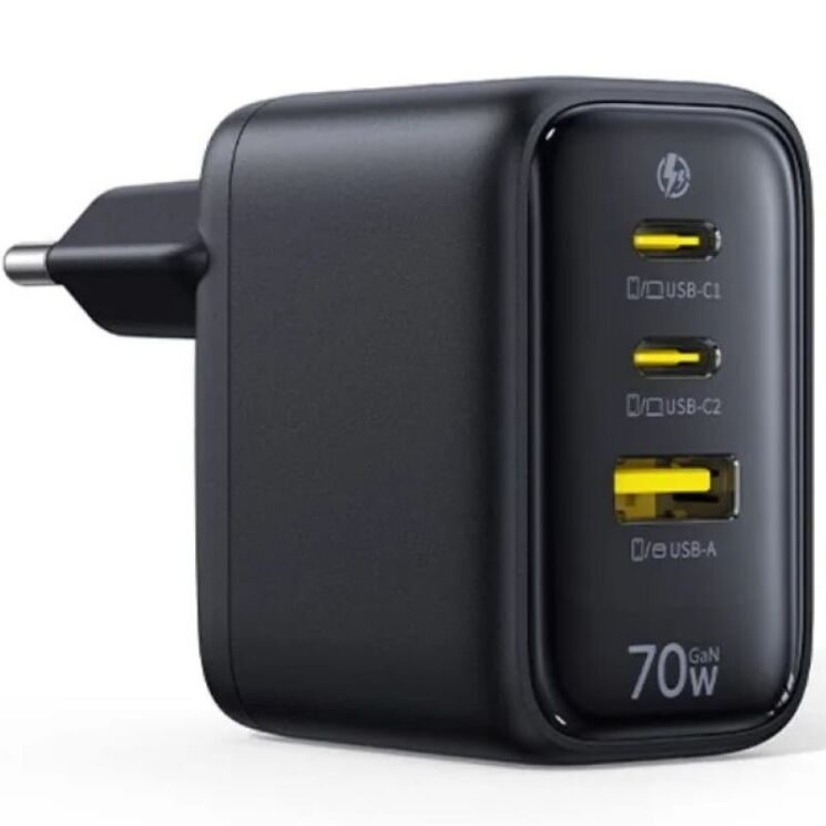 Сетевое зарядное устройство Baseus EnerFill FE22 70W (2Type-C + USB) E0123500 - Black: фото 1 из 18