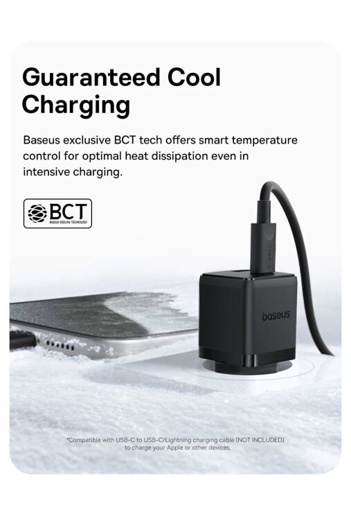 Сетевое зарядное устройство Baseus Palm C+U (20W) P10111608113-00 - Black: фото 12 из 17