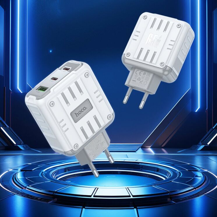 Сетевое зарядное устройство Hoco C139A PD65W (2C1A) - White: фото 6 из 7