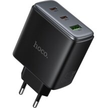 Сетевое зарядное устройство Hoco C160A GaN 65W + QC3.0 (2Type-C + USB) - Black: фото 1 из 3