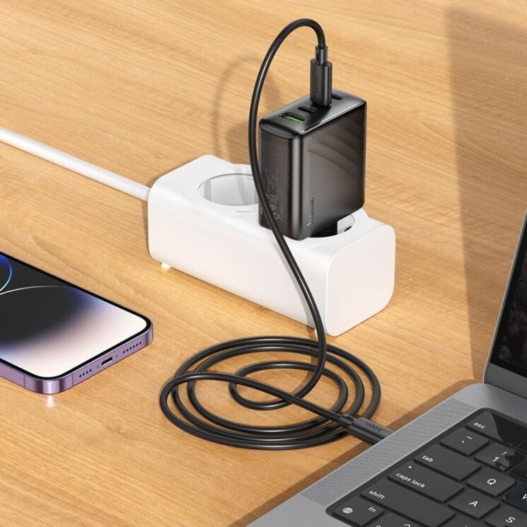 Мережевий зарядний пристрій Hoco CS27A 67W (3Type-C + USB) - Black: фото 8 з 8