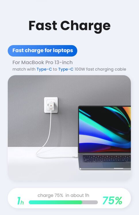 Сетевое зарядное устройство Usams US-CC180 65W ACC 3 Ports GaN - Black: фото 8 из 16