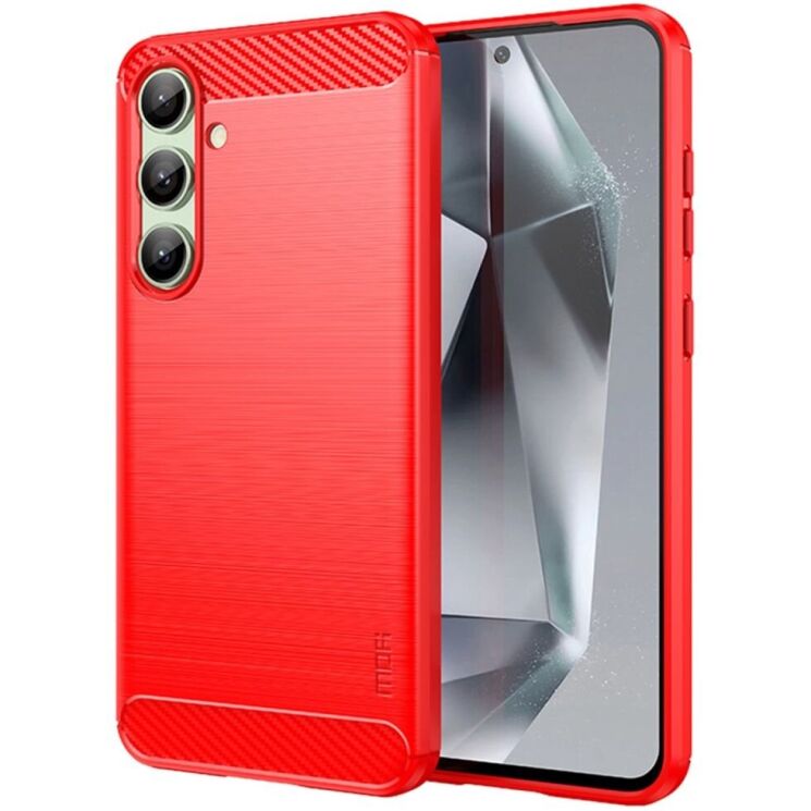 Силиконовый (TPU) чехол MOFI Carbon Fiber для Samsung Galaxy S24 FE (S721) - Red: фото 1 из 10