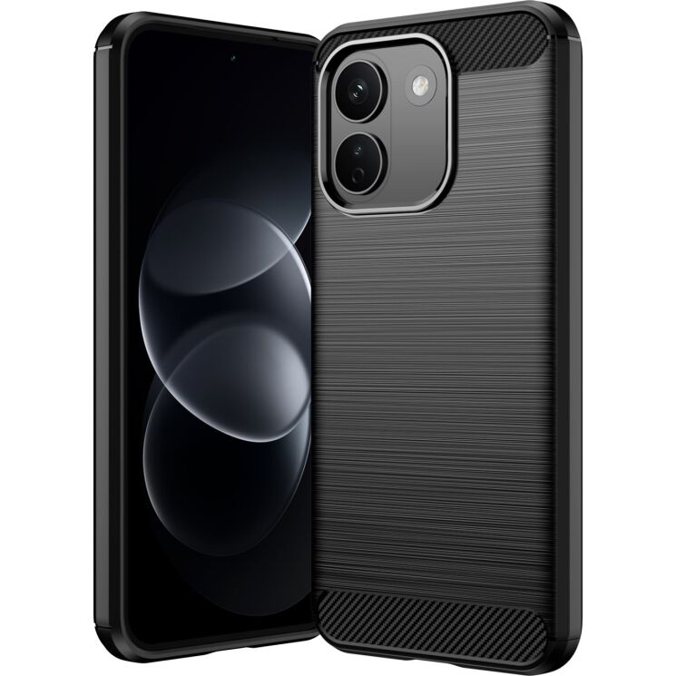 Силиконовый (TPU) чехол UniCase Carbon для Xiaomi Redmi Note 17 Pro Max - Black: фото 1 из 9