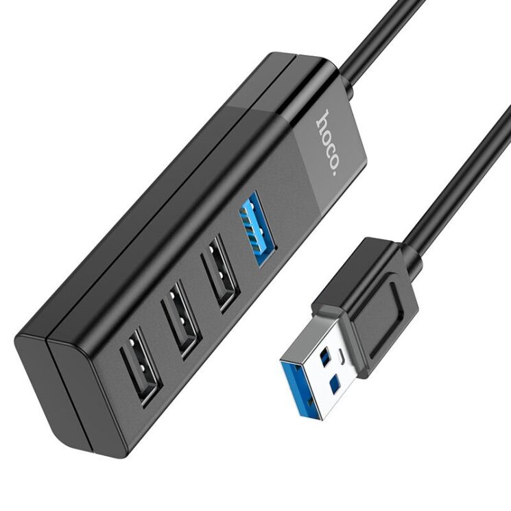USB HUB Hoco HB25 Easy 4 in 1 (USB to USB3.0+3USB2.0) - Black: фото 2 из 6