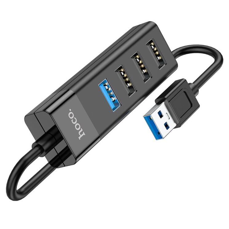 USB HUB Hoco HB25 Easy 4 in 1 (USB to USB3.0+3USB2.0) - Black: фото 3 из 6