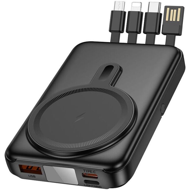 Внешний аккумулятор Hoco J135 Rico 22.5W + PD20W (10000mAh) + кабель MicroUSB + Type-C + Lightning + USB - Black: фото 3 из 6