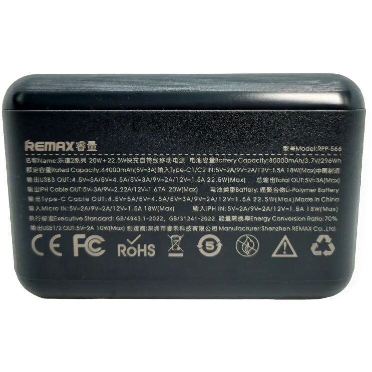Внешний аккумулятор Remax RPP-566 20W+22.5W (80000mAh) - Gray: фото 7 из 11