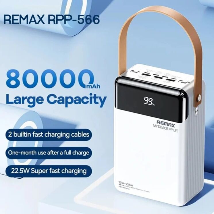 Внешний аккумулятор Remax RPP-566 20W+22.5W (80000mAh) - Gray: фото 9 из 11