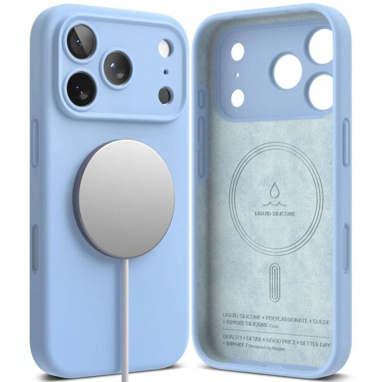 Защитный чехол Ringke Silicone Magnetic для iPhone 18 Pro Max (8800380462113) - Light Blue: фото 2 из 19