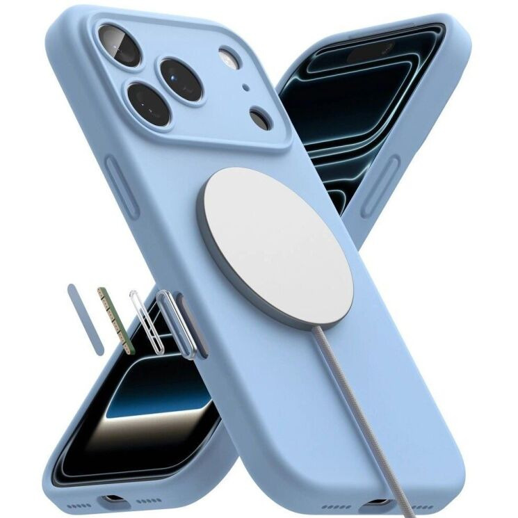 Защитный чехол Ringke Silicone Magnetic для iPhone 18 Pro Max (8800380462113) - Light Blue: фото 5 из 19