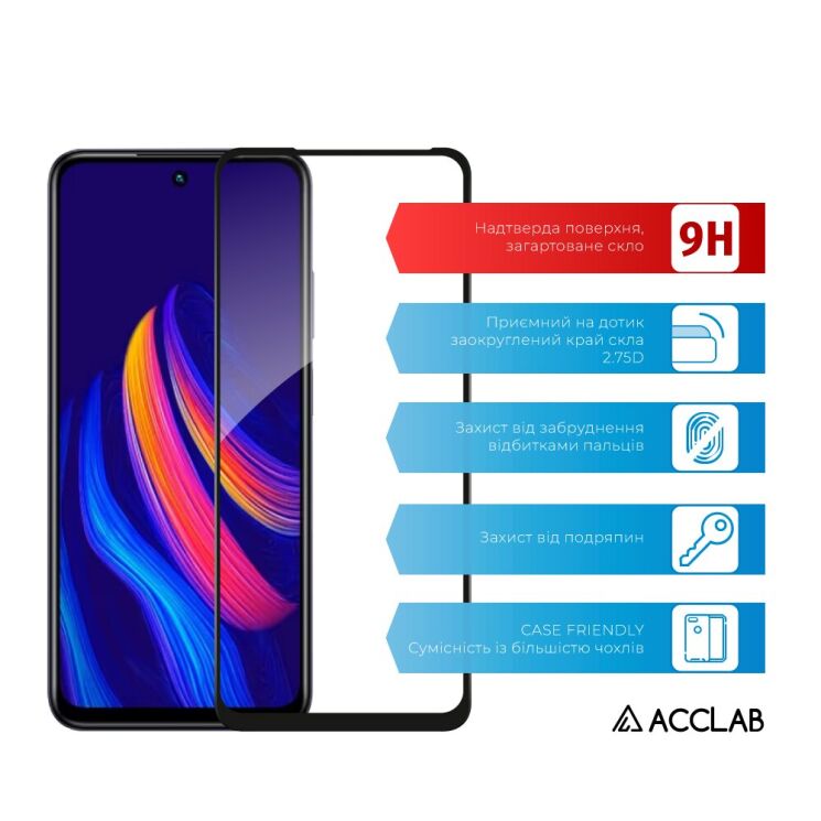 Защитное стекло ACCLAB Full Glue для Infinix Hot 30 Play (X6835B) - Black: фото 3 из 7