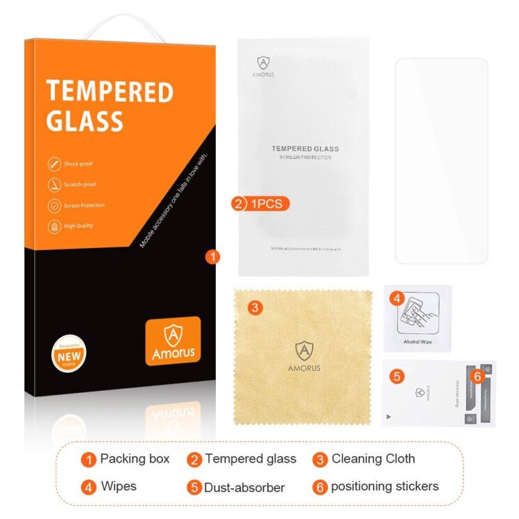 Захисне скло AMORUS Ultra Clear для Realme C65 - Transparent: фото 8 з 9