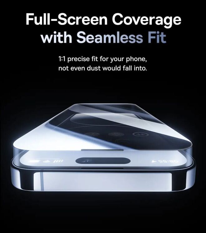 Защитное стекло BASEUS Sapphire Series Anti-spy для Apple iPhone 15 Pro - Black: фото 15 из 21