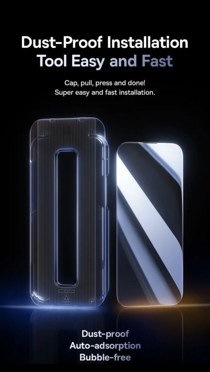 Защитное стекло BASEUS Sapphire Series Anti-spy для Apple iPhone 15 Pro - Black: фото 10 из 21