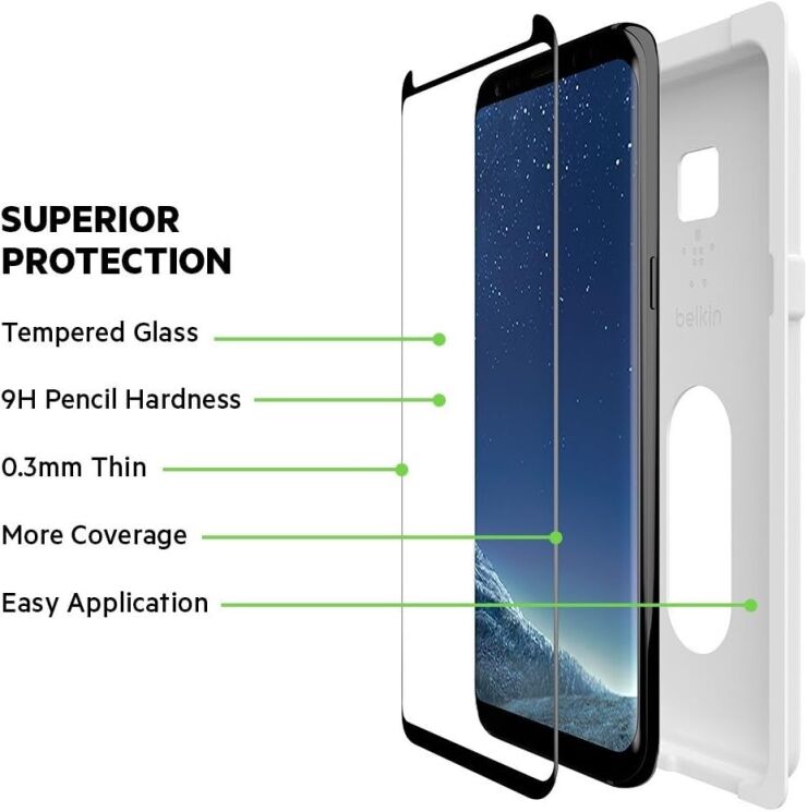 Захисне скло Belkin TemperedCurve Screen Protector для Samsung Galaxy S8 Plus (G955) - Black: фото 7 з 15